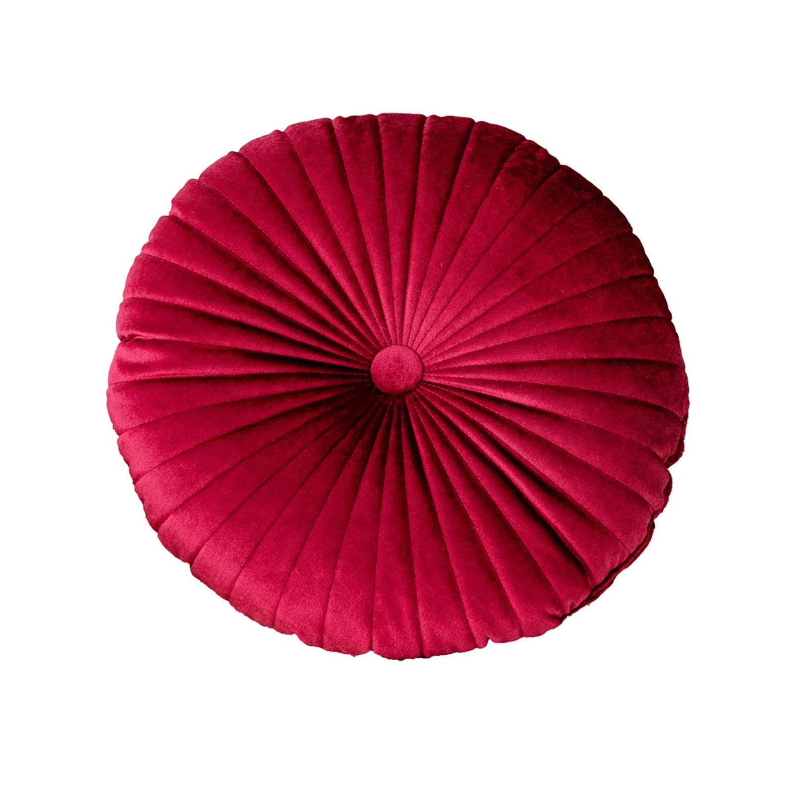Darzheoy Round Throw Pillow 15.7 inch Decorative Round Velvet Floor Pillows Small Pumpkin Throw Pillow Cushion for Living Room Sofa Bed, Gray Red