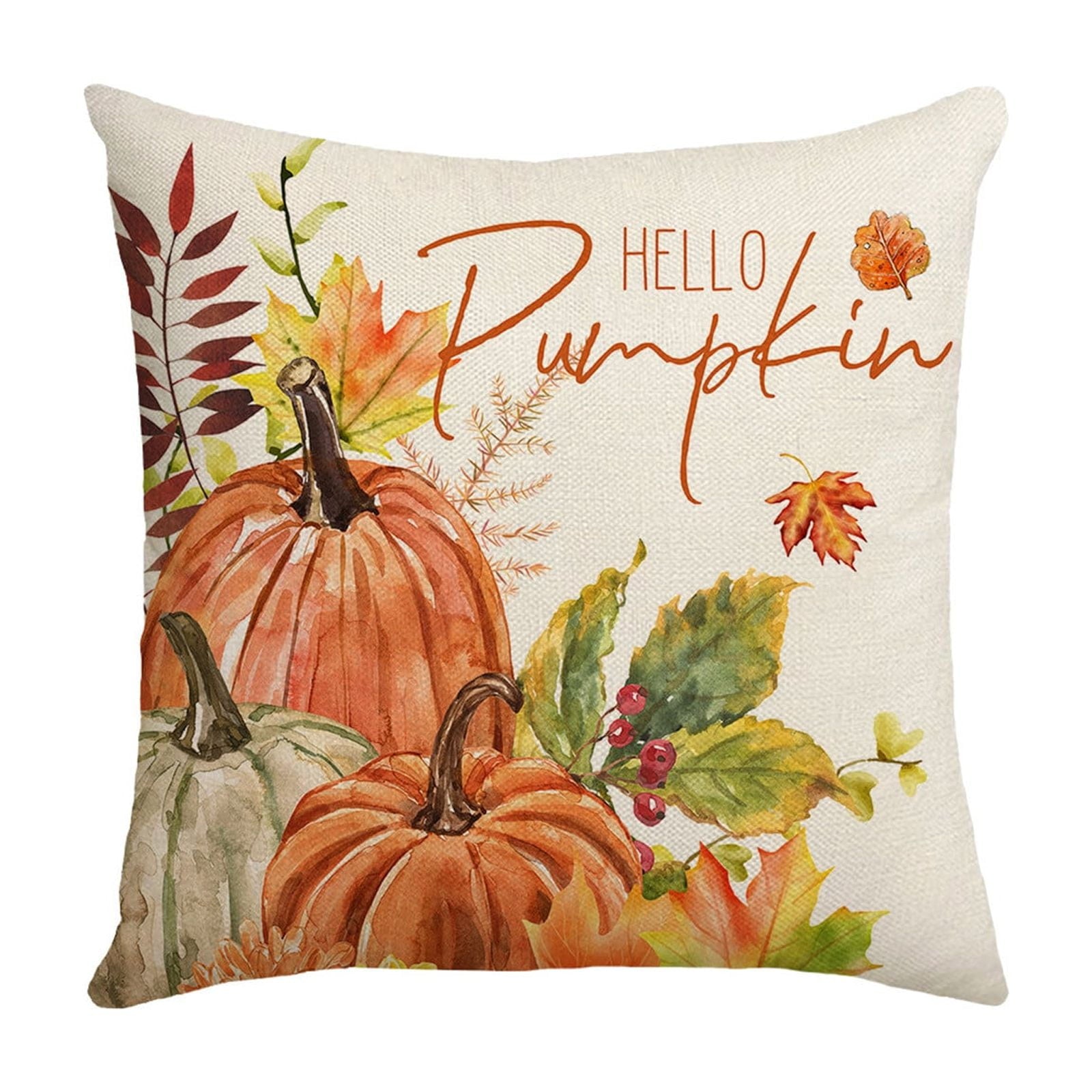 Darzheoy Fall Pillow Covers 18 x 18 inch Pumpkin Maple leaves Throw Pillow Covers Outdoor Autumn Thanksgiving Harvest Farmhouse Pillowcase Cushion Case for Home Sofa Fall Decor D
