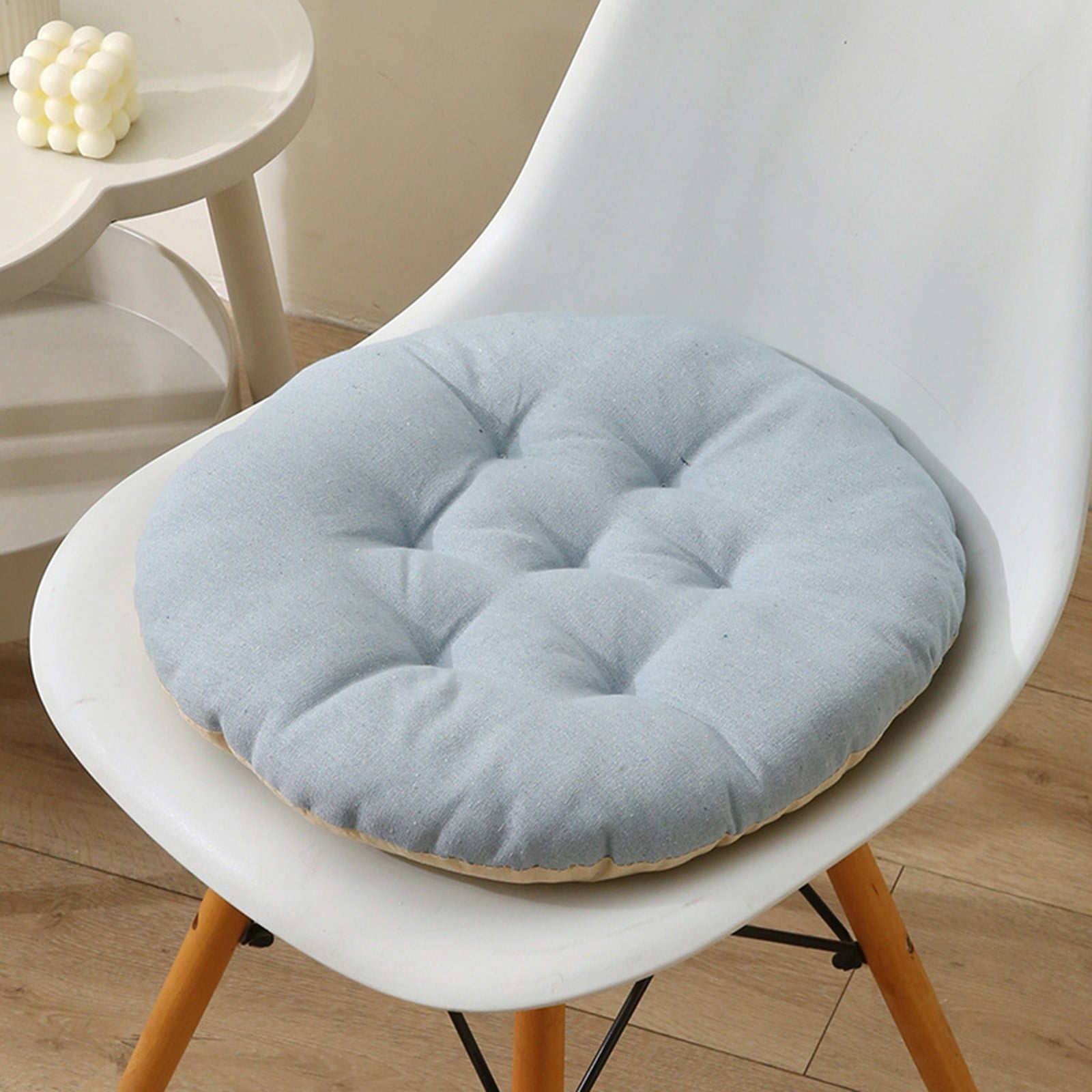 AYktou Seat Cushion 19.7*19.7in Thickened Large Size Chair Cushions Candy Color Round Soft Office Chair Cushion Breathable Linen Meditation Floor Pillow for Tatami Living Room Car Dorm Desk Chair 11.81" x 11.81" Blue