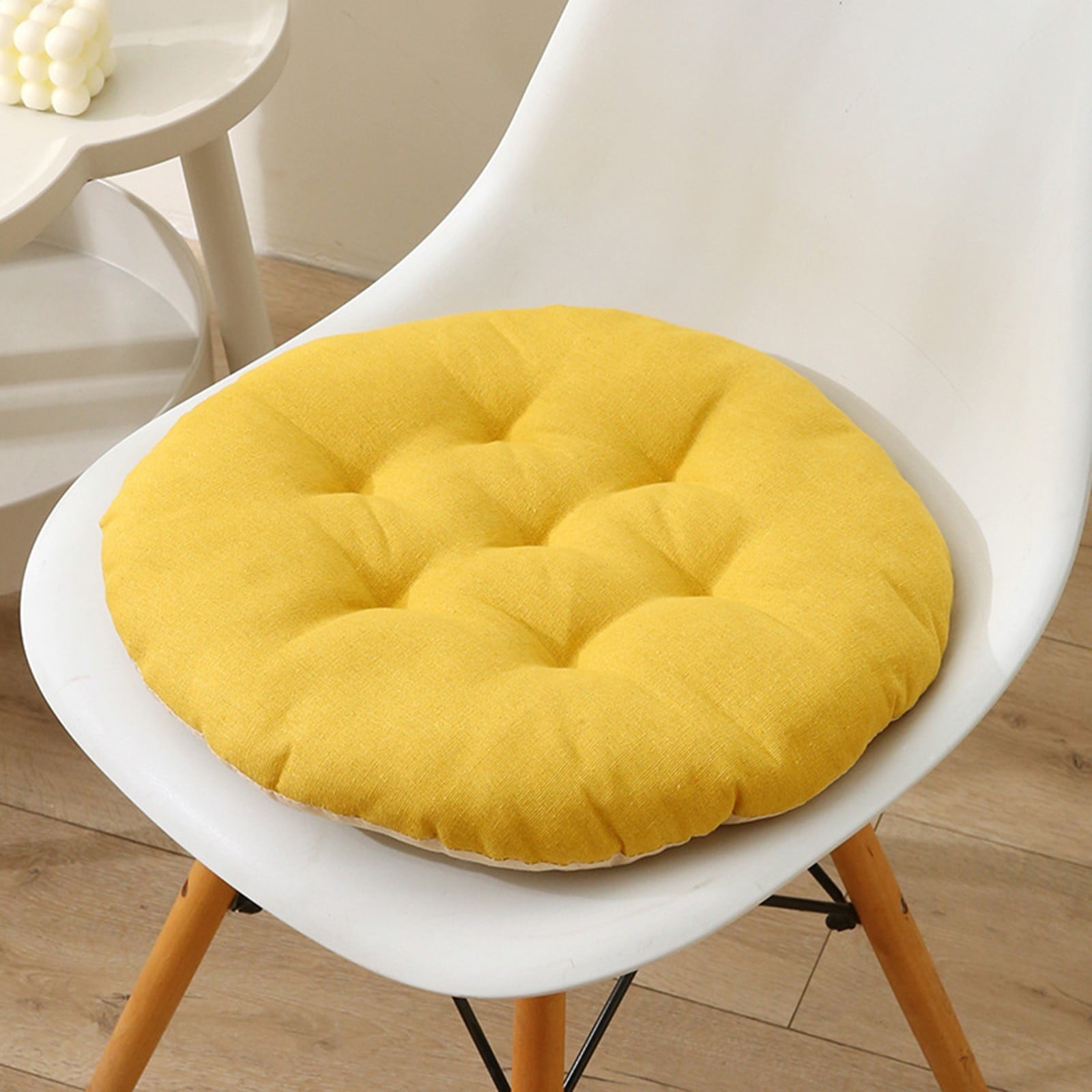 AYktou Seat Cushion 19.7*19.7in Thickened Large Size Chair Cushions Candy Color Round Soft Office Chair Cushion Breathable Linen Meditation Floor Pillow for Tatami Living Room Car Dorm Desk Chair 19.7" x 19.7" Blue
