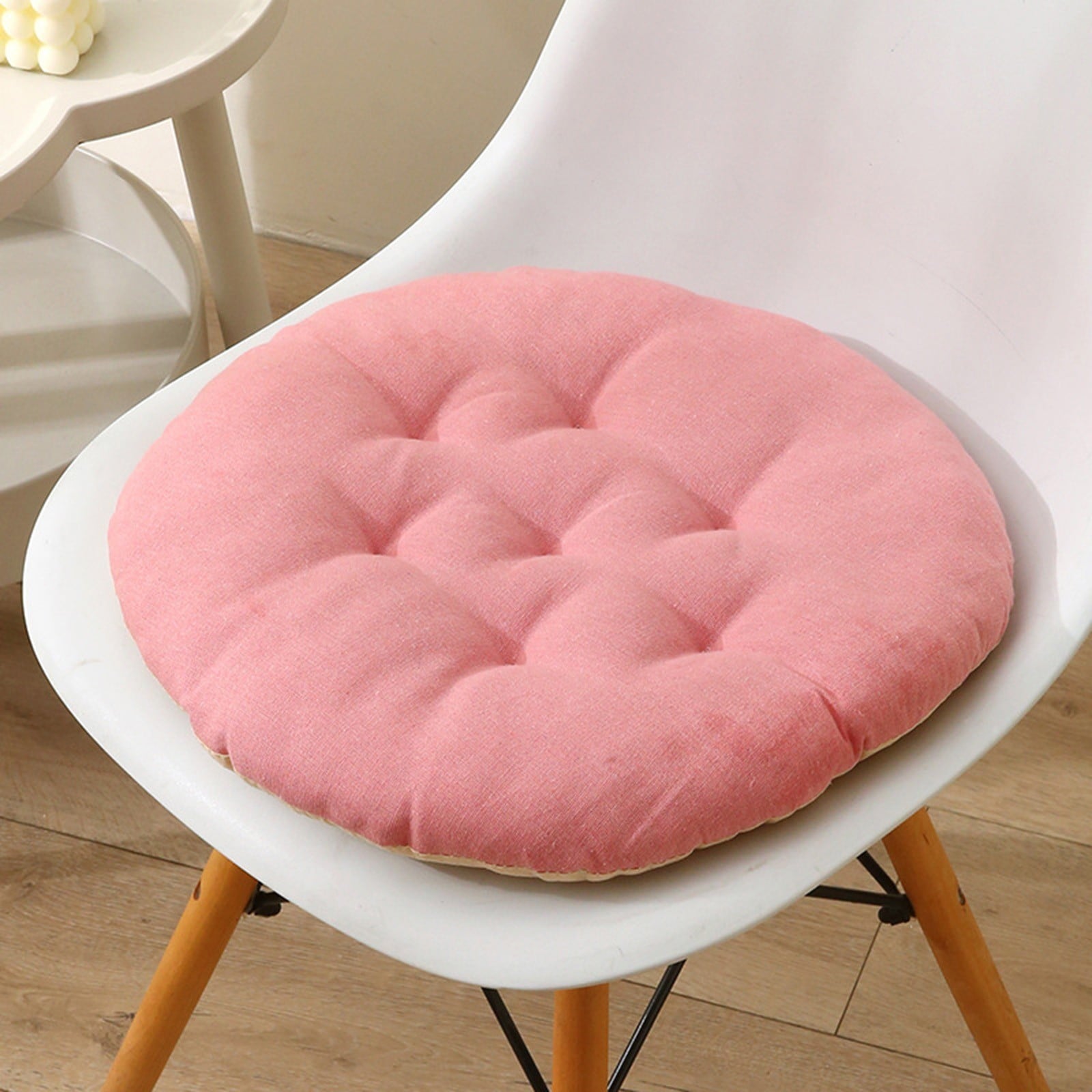 AYktou Seat Cushion 19.7*19.7in Thickened Large Size Chair Cushions Candy Color Round Soft Office Chair Cushion Breathable Linen Meditation Floor Pillow for Tatami Living Room Car Dorm Desk Chair 15.7" x 15.7" Pink