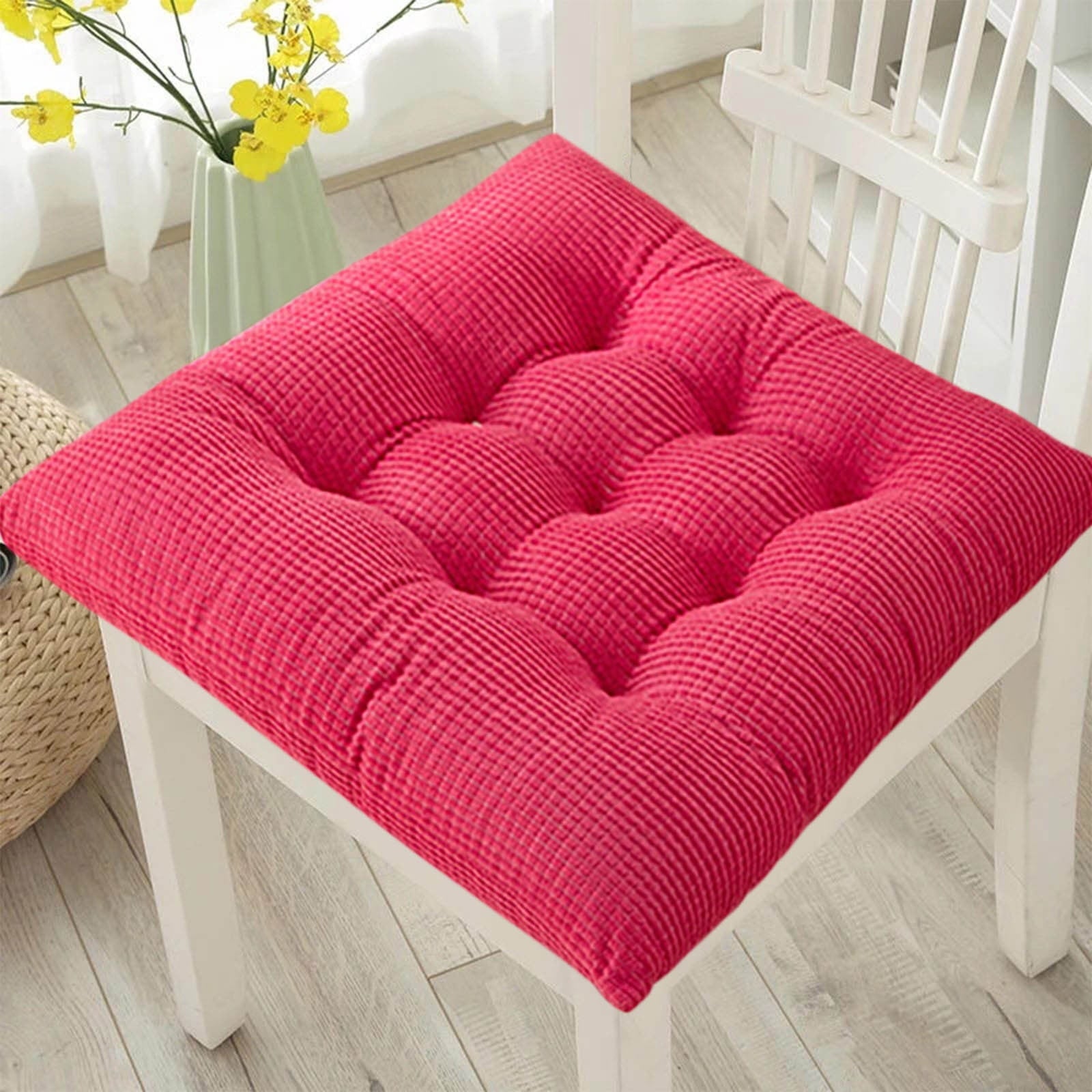 AYktou Solid Color Thickened Corduroy Chair Cushions 17.7 * 17.7in Extra-Large Size Seat Cushion with Machine Washable,Large Size Dining Chair Cushion Student Office Tatami Cushion Meditation Cushion 15.7" x 15.7" Green