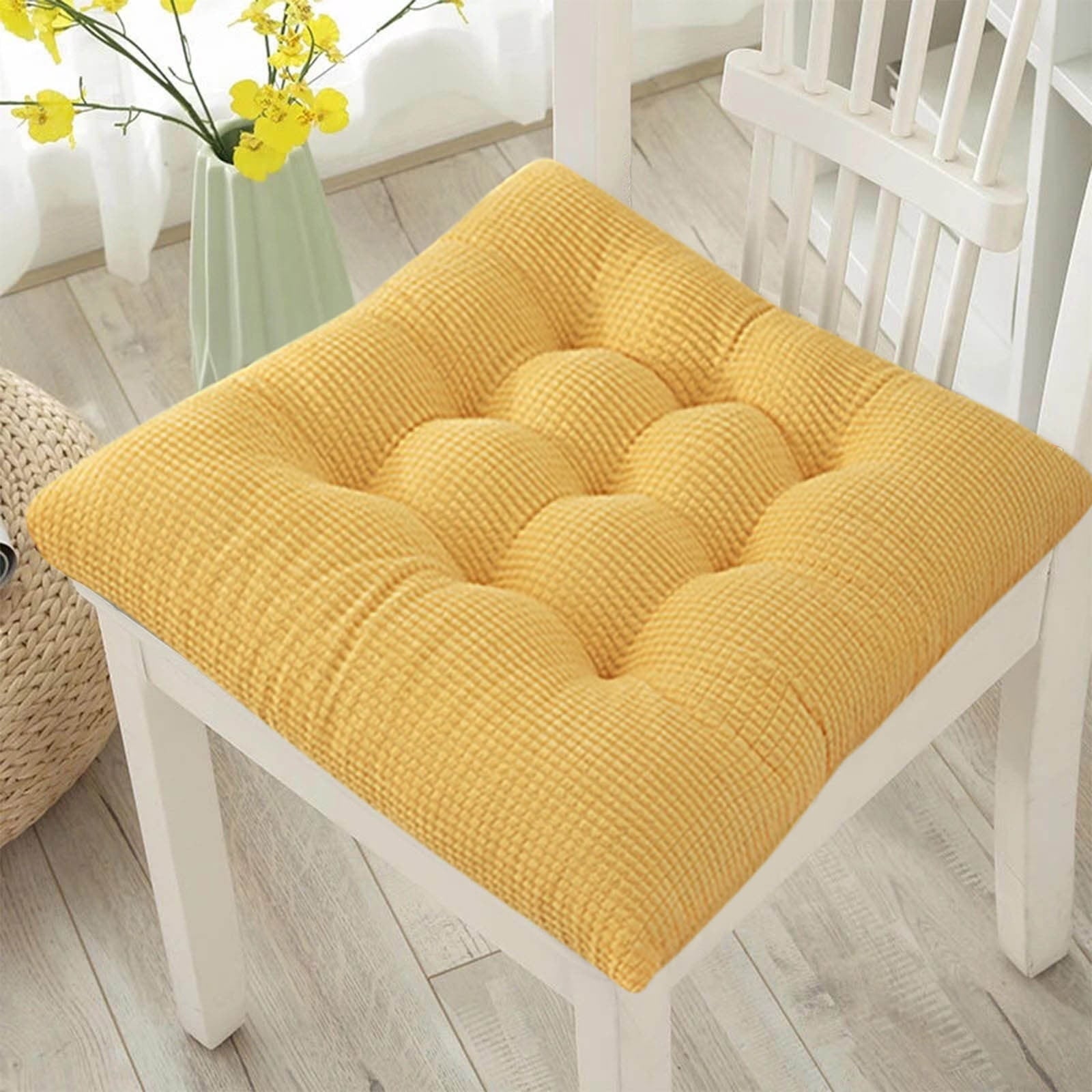 AYktou Solid Color Thickened Corduroy Chair Cushions 17.7 * 17.7in Extra-Large Size Seat Cushion with Machine Washable,Large Size Dining Chair Cushion Student Office Tatami Cushion Meditation Cushion 17.7" x 17.7" Hot Pink