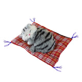Tarmeek Simulation Sleeping Cat Dolls Toys,Simulation Cat Plush Animals Toy Will Call With Cloth Mat Sleeping Cat Doll Plush Toy for Room Decor,Birthday Gifts for Kids A