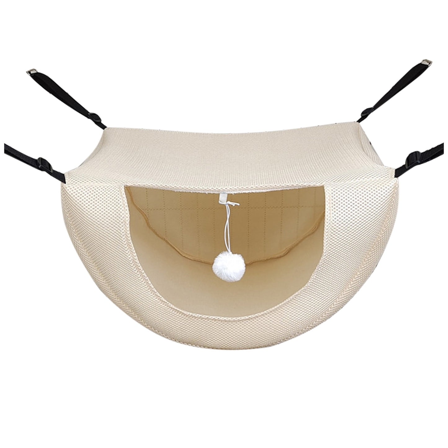 Darzheoy Cat Cage Hammock, Hanging Soft Pet Bed, Summer Breathable Pet Cage Hammock with Adjustable Straps, for Indoor Kitten Puppy Rabbit or Small Pet Beige