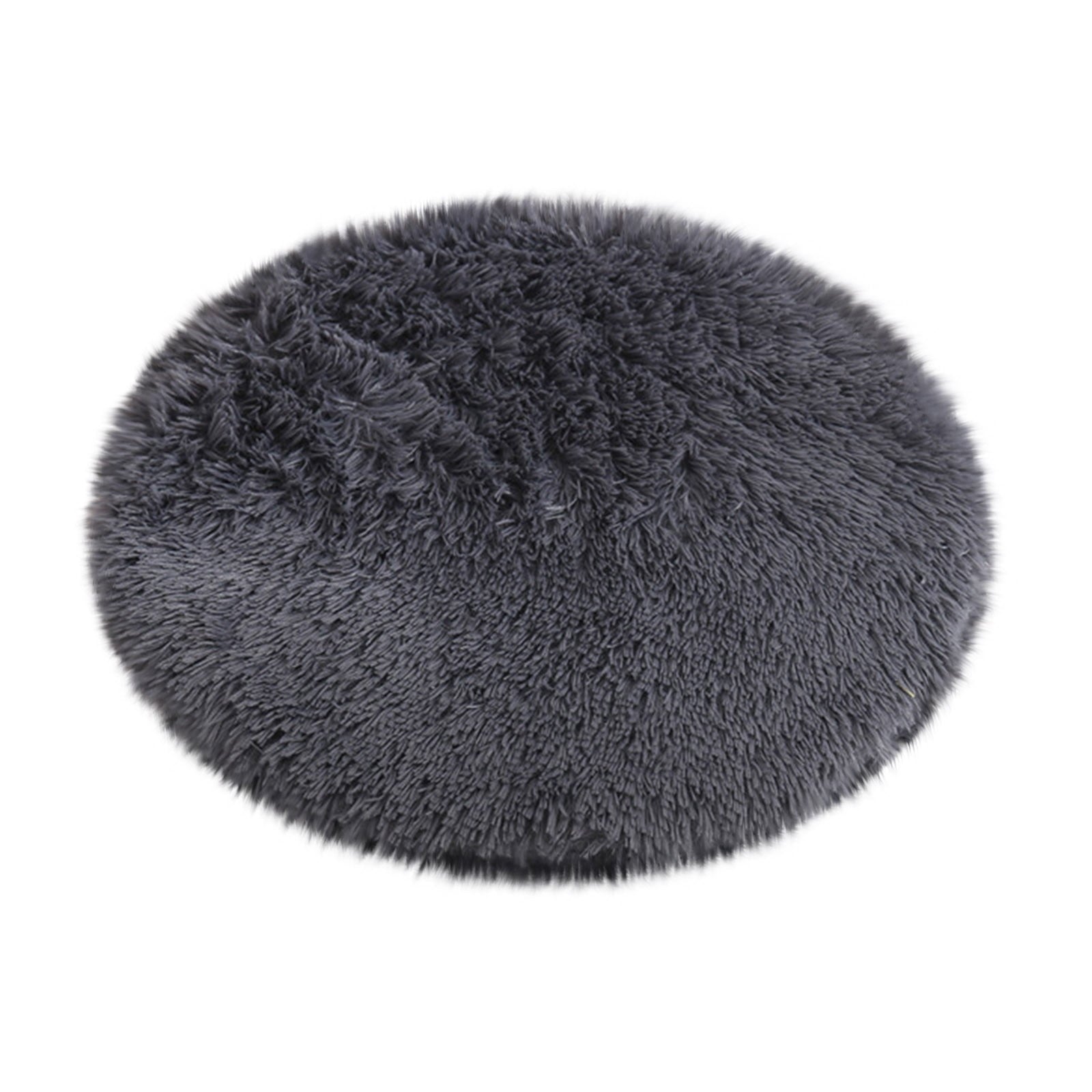 Darzheoy 16 inch Plush Dog Bed Mat Warm Fluffy Round Puppy Crate Pad with Anti-Slip Waterproof Bottom Soft Comfy Pet Kennel Mat for Small and Medium Dogs Black