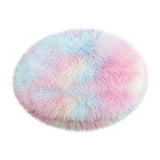 Darzheoy 16 inch Plush Dog Bed Mat Warm Fluffy Round Puppy Crate Pad with Anti-Slip Waterproof Bottom Soft Comfy Pet Kennel Mat for Small and Medium Dogs Multicolor