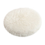 Darzheoy 16 inch Plush Dog Bed Mat Warm Fluffy Round Puppy Crate Pad with Anti-Slip Waterproof Bottom Soft Comfy Pet Kennel Mat for Small and Medium Dogs White