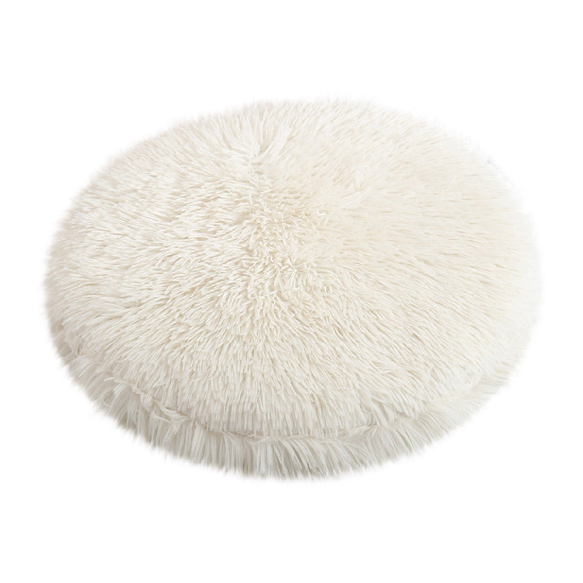 Darzheoy 16 inch Plush Dog Bed Mat Warm Fluffy Round Puppy Crate Pad with Anti-Slip Waterproof Bottom Soft Comfy Pet Kennel Mat for Small and Medium Dogs White