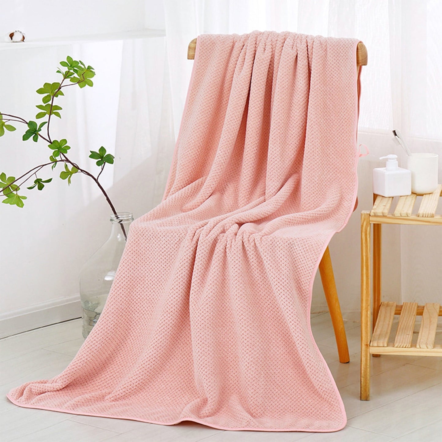 Chmadoxn Bath Towel, Oversize Bath Towel, 55×28 Inch Large Microfiber Bath Towels, Soft, Absorbent, and Quick Dry Towels for Bathroom, Pool, Beach, Swim, and Yoga, Large Bathroom Towels for Daily Use 13.4×30 in Pink