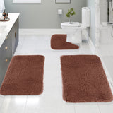 Chmadoxn Solid Color Bathroom Rugs Sets, 3 Piece Ultra Soft Non-Slip Bath Rugs and Mats Set, Super Absorbent Soft Washable Bathroom Carpets, Plush Bathroom Mats, Toilet Rug Set of 3 Yellow 1