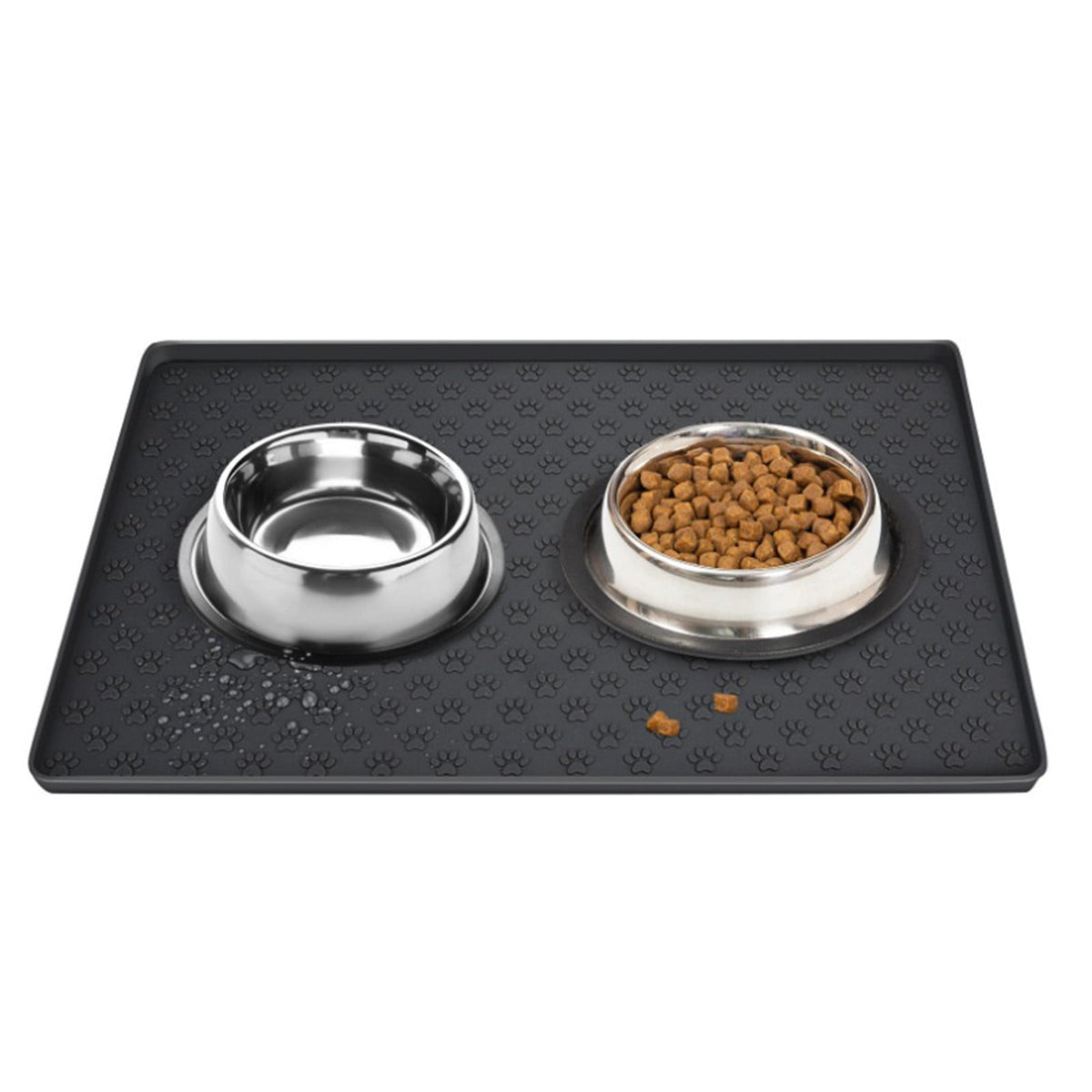 Darzheoy Dog Food Mat, Waterproof Dog Bowl Mat, Silicone Dog Mat for Food and Water, Pet Food Mat with Edges, Nonslip Dog Feeding Mat, Dog Food Mats for Floors Black