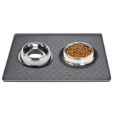 Darzheoy Dog Food Mat, Waterproof Dog Bowl Mat, Silicone Dog Mat for Food and Water, Pet Food Mat with Edges, Nonslip Dog Feeding Mat, Dog Food Mats for Floors Gray