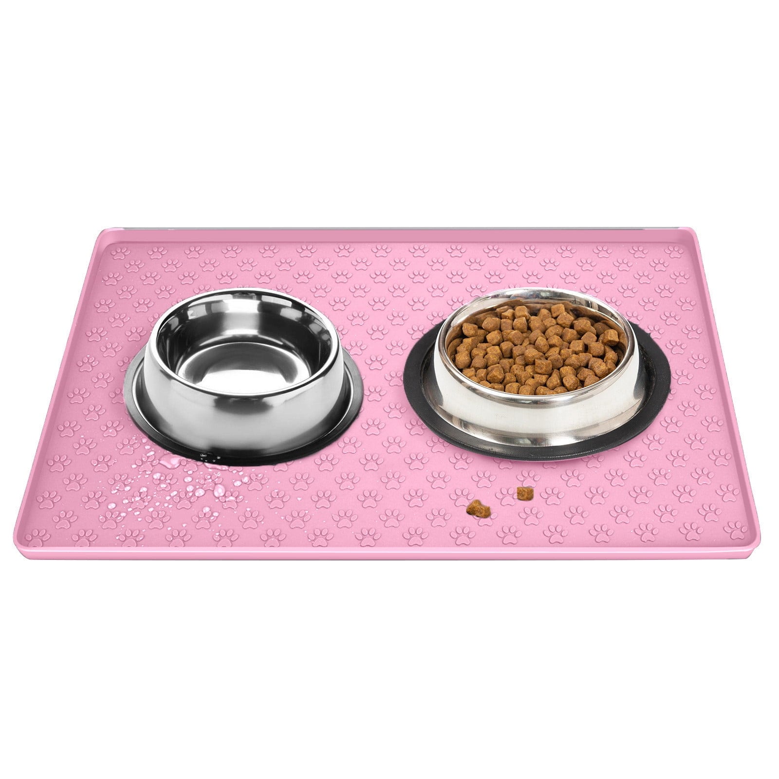 Darzheoy Dog Food Mat, Waterproof Dog Bowl Mat, Silicone Dog Mat for Food and Water, Pet Food Mat with Edges, Nonslip Dog Feeding Mat, Dog Food Mats for Floors Pink