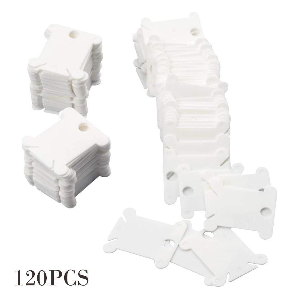 Chmadoxn Embroidery Floss Bobbins, Sewing Thread Winding Plate Board,50 pc Embroidery Floss Organizer, Plastic Embroidery Thread Cards for Cross Stitch Thread Holder Sewing Storage 120 pc White