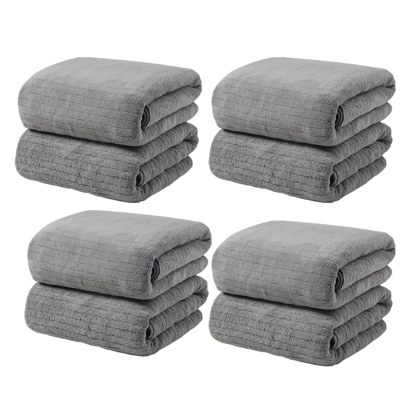 Chmadoxn Microfiber Hair Towel Wrap - Quick Dry Curly Hair Wraps for Women Wet Hair, Microfiber Towel for Hair, Hair Drying Towel Wrap, Hair Towels for Women, Hair Turban for Wet Hair (29 ×14 Inch) 4 pc Gray