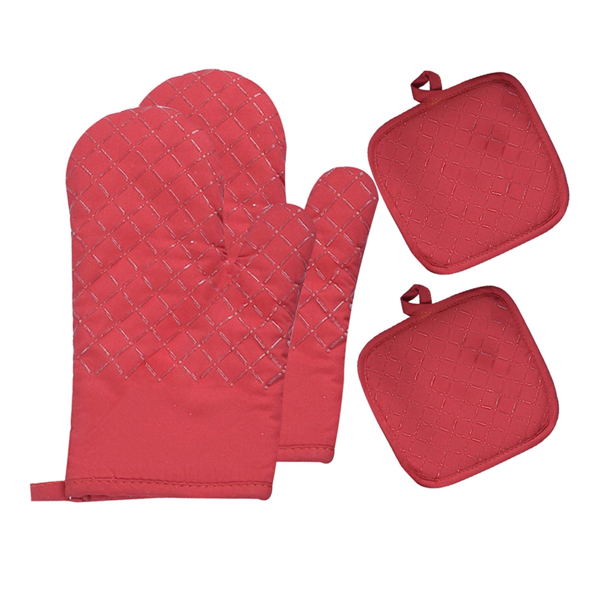 Chmadoxn 4 Pcs Oven Mitts and Pot Holders, Oven Glove High Heat Resistant 500 Degree, Long Oven Mitts with Recycled Cotton Infill and Silicone Non-Slip Surface for Baking, Kitchen, Cooking 11.8×6.7 in Black