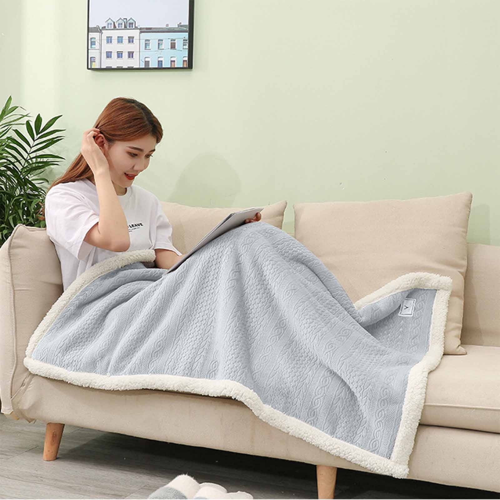 Kdkad Double-Sided Wearable Blanket, Ultra Soft Flannel Shawl Blanket, Reversible Blanket for Women and Men, Throw Blanket for Home, Travel, Warm Present (31.5×47.2 Inch) 31.5×47.2 in Blue