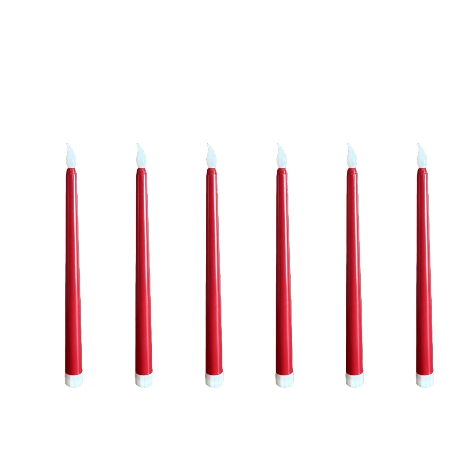 Darzheoy 6 Pcs Flameless Taper Candles with Remote, 10.8 inches Plastic Red LED CandleSticks with Flickering Light, Battery Operated Window Candles for Christmas Decoration Red