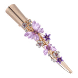 KALLORY Metal Flower Clip Large Hair Barrettes Rhinestone Alligator Hair Clips for Women Accessories Party Festival Style Purple