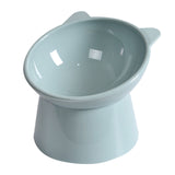 Darzheoy Raised Cat Food Bowl 15 Degrees Elevated Cat Bowls Anti Vomiting Tilted Raised Cat Food Bowl Plastic Slanted Stand Bowls for Pet Feeder Light Blue