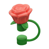 Darzheoy Rose Straw Toppers 10mm, Pink Flower Straw Covers Straw Tips for Tumblers Cup Accessories Tumbler Accessories Orange