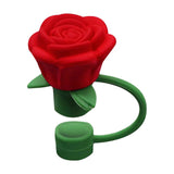 Darzheoy Rose Straw Toppers 10mm, Pink Flower Straw Covers Straw Tips for Tumblers Cup Accessories Tumbler Accessories Red