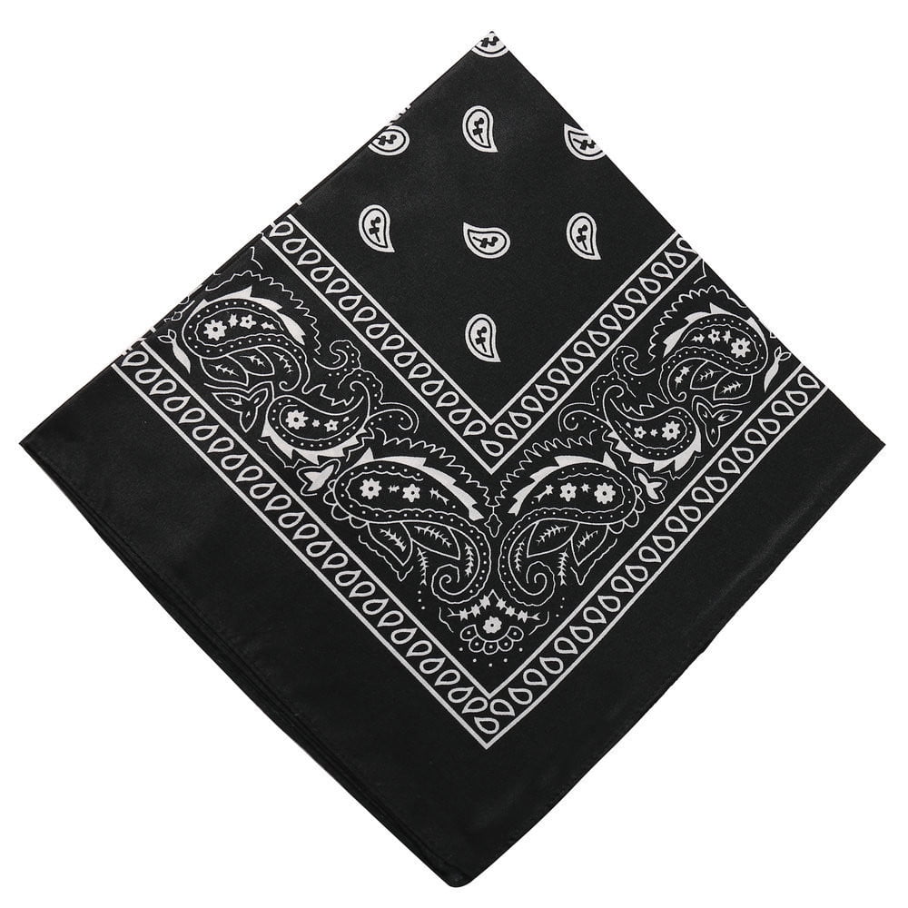 Darzheoy 22 inch Cotton Paisley Bandana Multi Colored Set Cowboy Bandana Head Scarf Double-sided for Men & Women Black