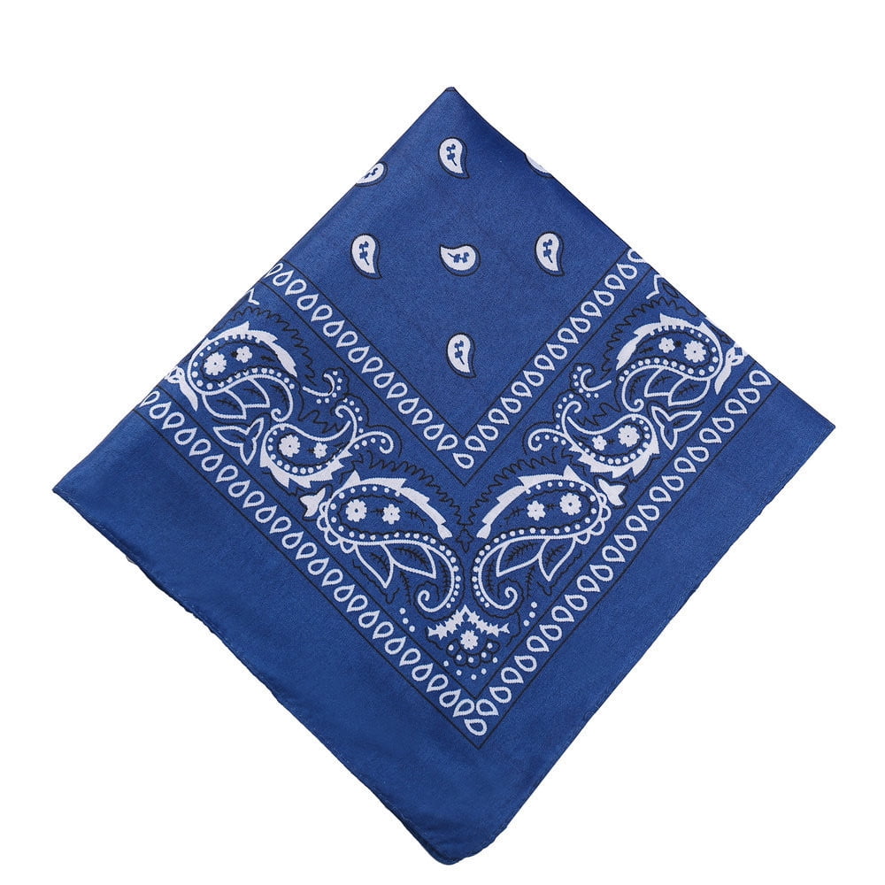 Darzheoy 22 inch Cotton Paisley Bandana Multi Colored Set Cowboy Bandana Head Scarf Double-sided for Men & Women Blue
