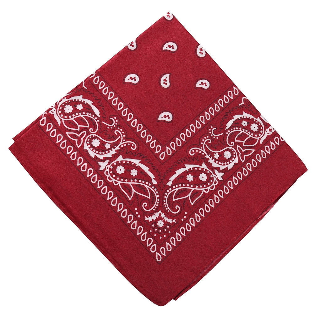 Darzheoy 22 inch Cotton Paisley Bandana Multi Colored Set Cowboy Bandana Head Scarf Double-sided for Men & Women Burgundy