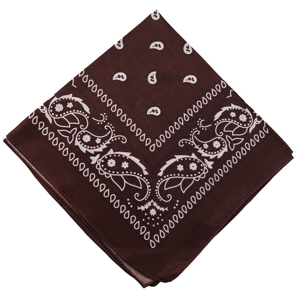 Darzheoy 22 inch Cotton Paisley Bandana Multi Colored Set Cowboy Bandana Head Scarf Double-sided for Men & Women Coffee