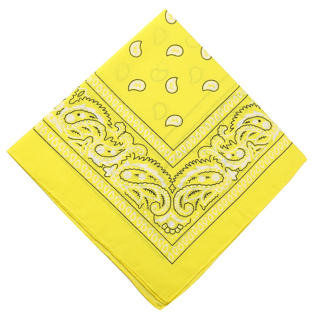 Darzheoy 22 inch Cotton Paisley Bandana Multi Colored Set Cowboy Bandana Head Scarf Double-sided for Men & Women Gold