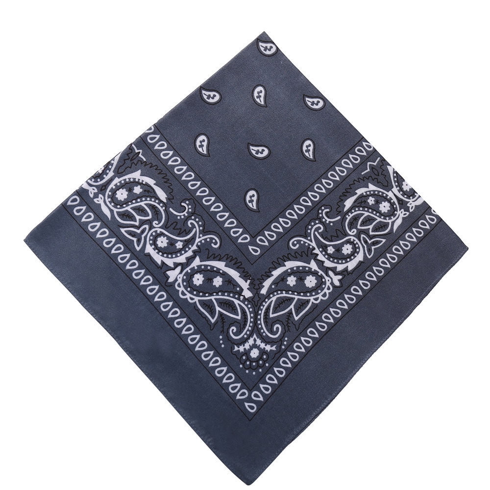 Darzheoy 22 inch Cotton Paisley Bandana Multi Colored Set Cowboy Bandana Head Scarf Double-sided for Men & Women Gray