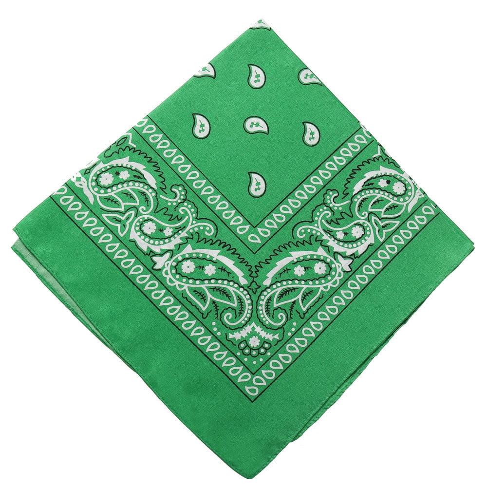 Darzheoy 22 inch Cotton Paisley Bandana Multi Colored Set Cowboy Bandana Head Scarf Double-sided for Men & Women Green
