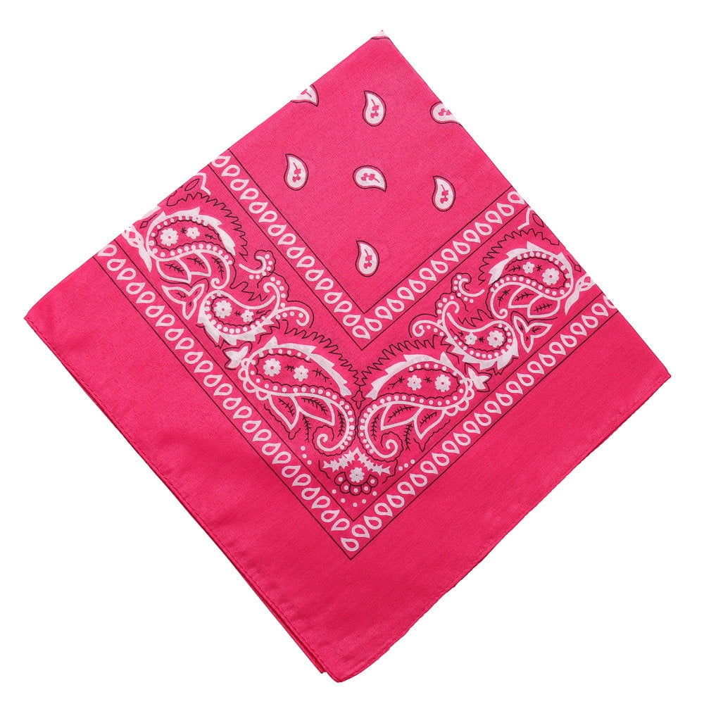 Darzheoy 22 inch Cotton Paisley Bandana Multi Colored Set Cowboy Bandana Head Scarf Double-sided for Men & Women Hot Pink