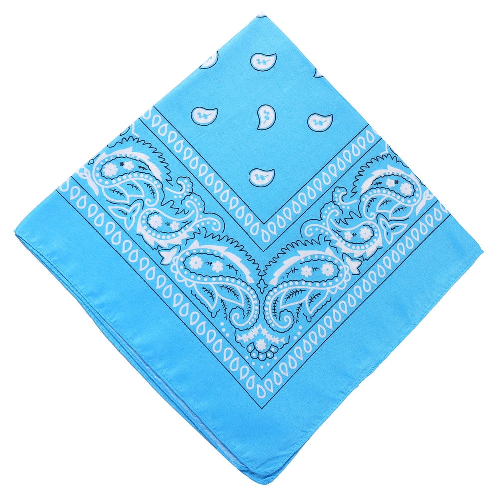 Darzheoy 22 inch Cotton Paisley Bandana Multi Colored Set Cowboy Bandana Head Scarf Double-sided for Men & Women Sky Blue