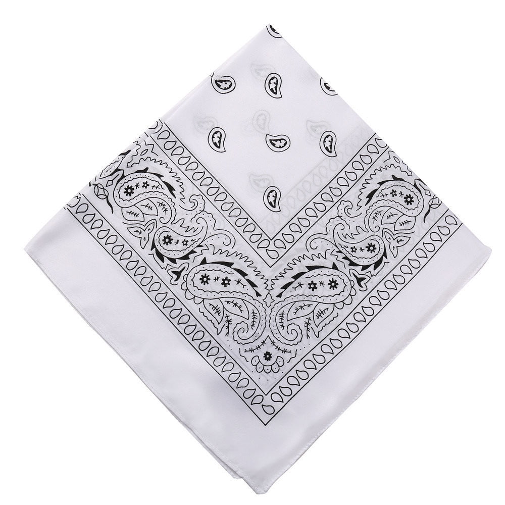 Darzheoy 22 inch Cotton Paisley Bandana Multi Colored Set Cowboy Bandana Head Scarf Double-sided for Men & Women White