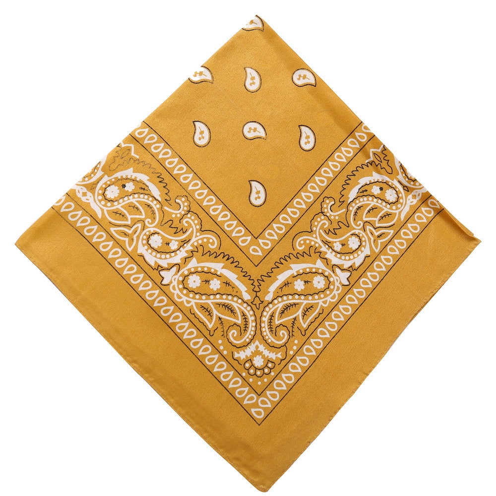 Darzheoy 22 inch Cotton Paisley Bandana Multi Colored Set Cowboy Bandana Head Scarf Double-sided for Men & Women Yellow