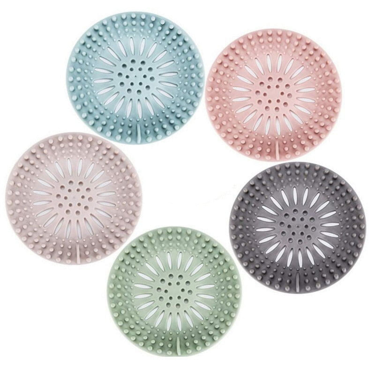 Darzheoy Hair Catcher Shower Drain Covers Protector Silicone Bathtub Hair Stopper Easy to Install and Clean Suit for Bathroom Tub Shower and Sink, 5 Pack Multicolor