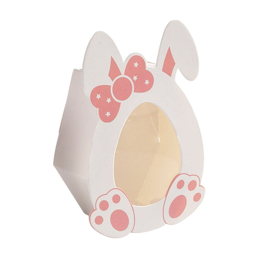 Darzheoy 10 Pcs Easter Treat Boxes with Clear Window Cardboard Box Bunny Bags Rabbit Box Spring Holiday Paper Container for Cookie Goodie Candy Favors Pink