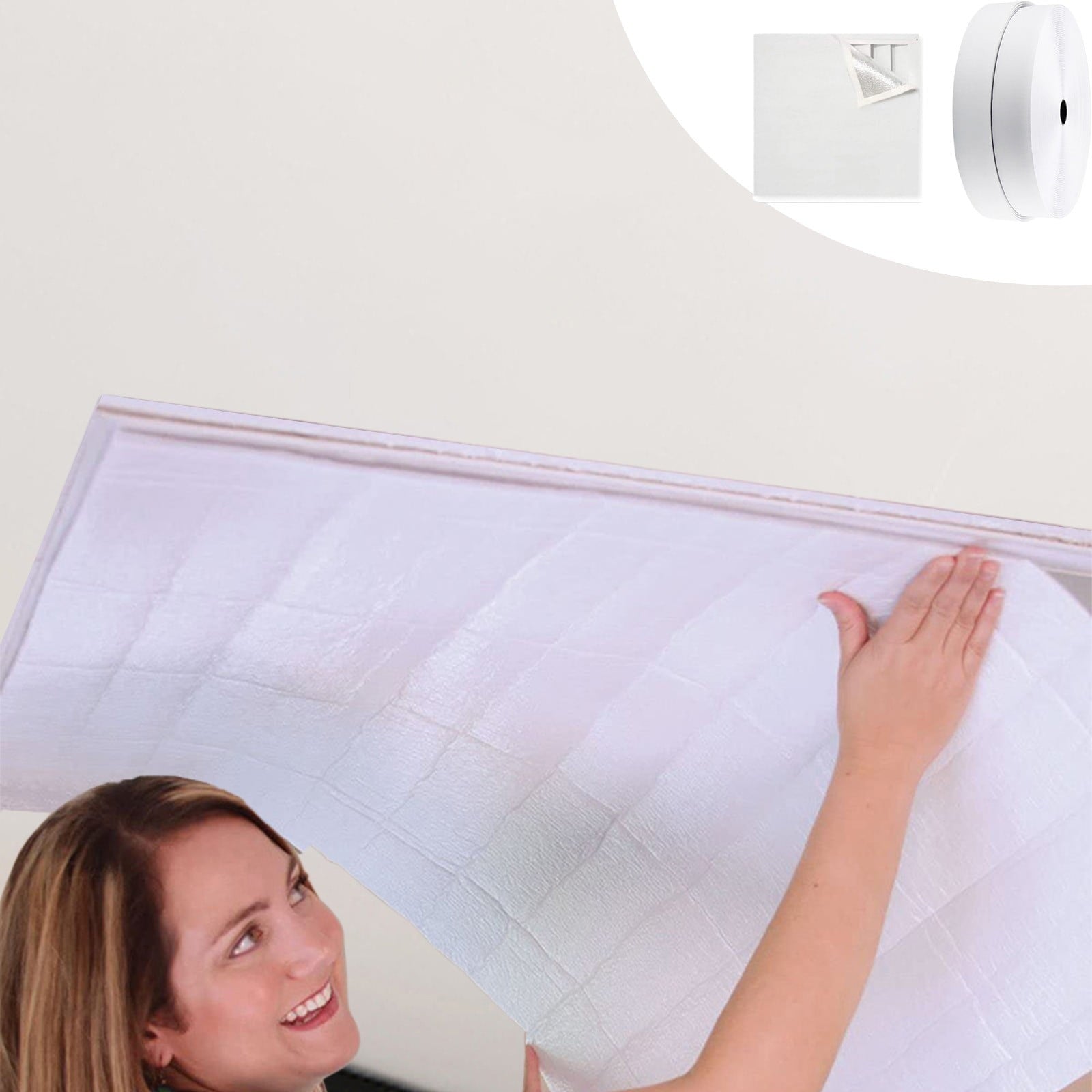 Kdkad Attic Fan Cover, 37.4×50.8 Inch Whole House Fan Cover, Magnetic Attic Vent Cover Attic Fan Insulation Cover with Magnetic Strip Attic Armour Ceiling Shutter Cover 37.4×50.8 in White