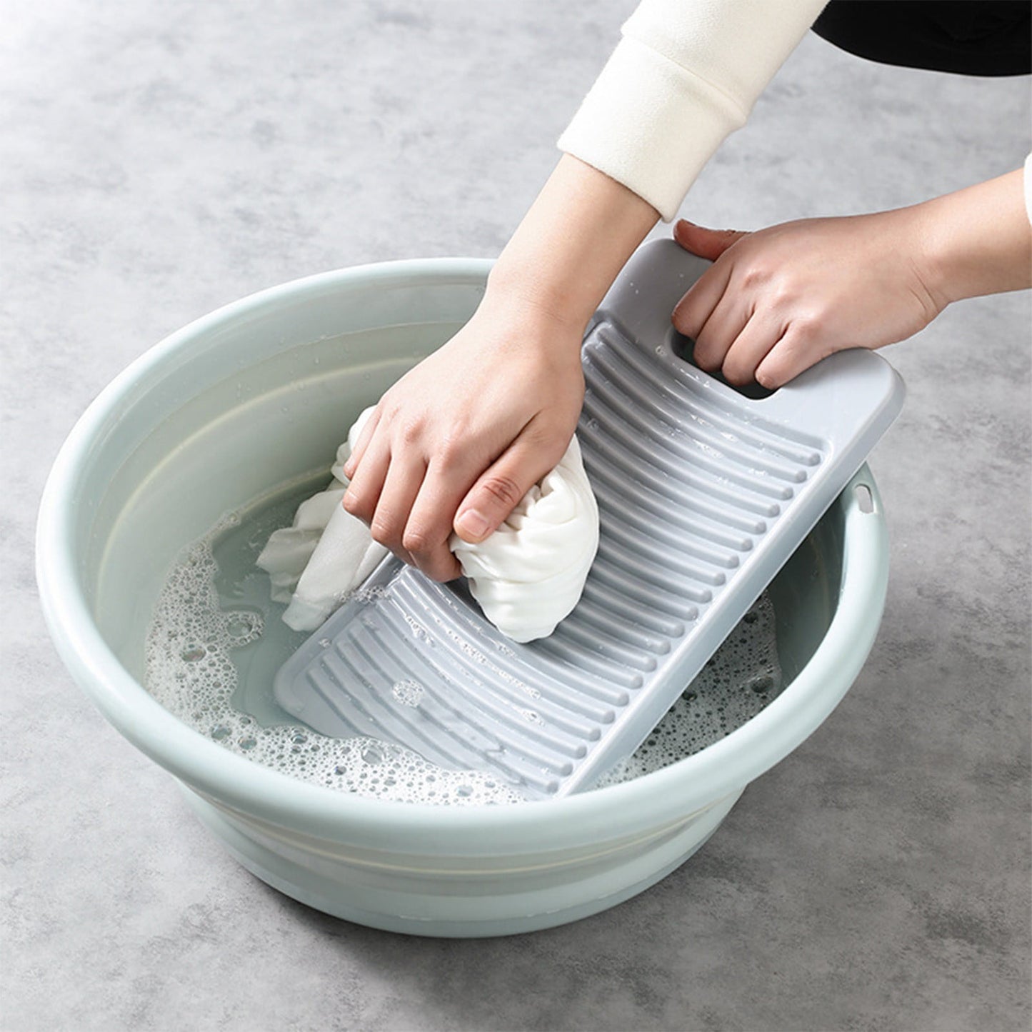 Kdkad Washboard for Hand Washing Clothes, Portable Plastics Wash Board, Household Scrub Board, Washing Board for Laundry Home Dormitory Travel Small Delicate Articles Cleaning 11.2×6.3 in Gray
