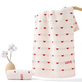 Kdkad Valentines Day Hand Towels, Red White Hearts Cotton Bathroom Towel, Valentines Day Decorative Absorbent Bath Towel for Drying Cleaning Cooking 13.4×29.5 in White