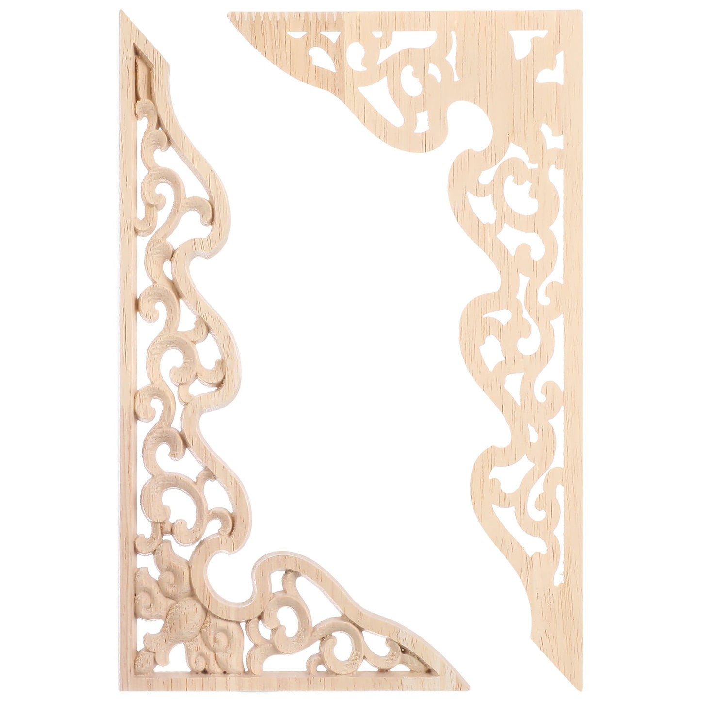 2 Pcs Long Furniture Carvings Wainscoting for Wall Wood Decorative Piece Office