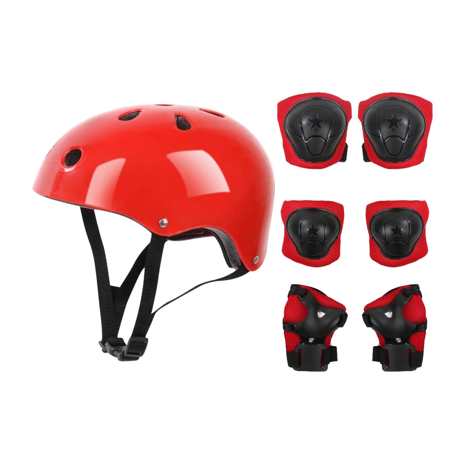 Darzheoy Kids Helmet Knee Elbow Pads Wrist Guard Sport Protective Gear Adjustable Scooter Skateboard Roller Bike Skate Cycling Set for Boy Girl Red