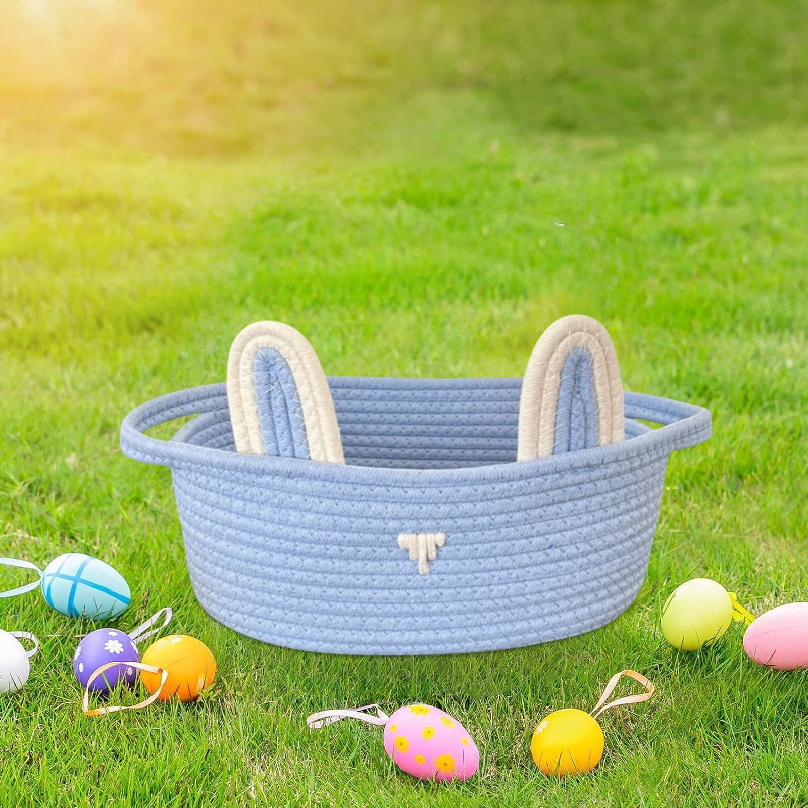 Chmadoxn Adorable Easter Bunny Basket for Kids - Perfect Easter Gift, Cute Easter Bucket Bags with Rabbit Ears for Easter Eggs Hunting, Affordable & Festive Spring Decor As Show A