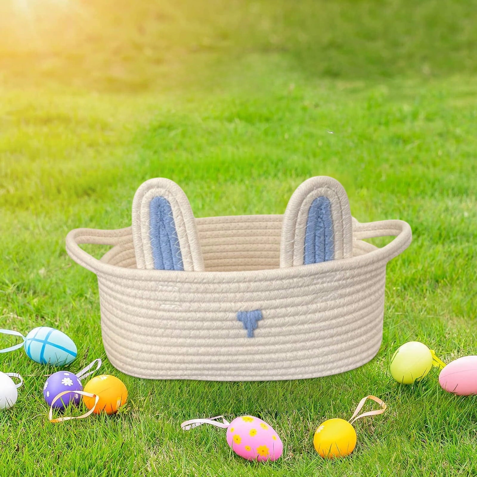 Chmadoxn Adorable Easter Bunny Basket for Kids - Perfect Easter Gift, Cute Easter Bucket Bags with Rabbit Ears for Easter Eggs Hunting, Affordable & Festive Spring Decor As Show C
