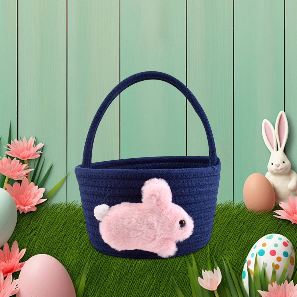 Chmadoxn Adorable Easter Bunny Basket for Kids - Perfect Easter Gift, Cute Easter Bucket Bags with Rabbit Ears for Easter Eggs Hunting, Affordable & Festive Spring Decor As Show D