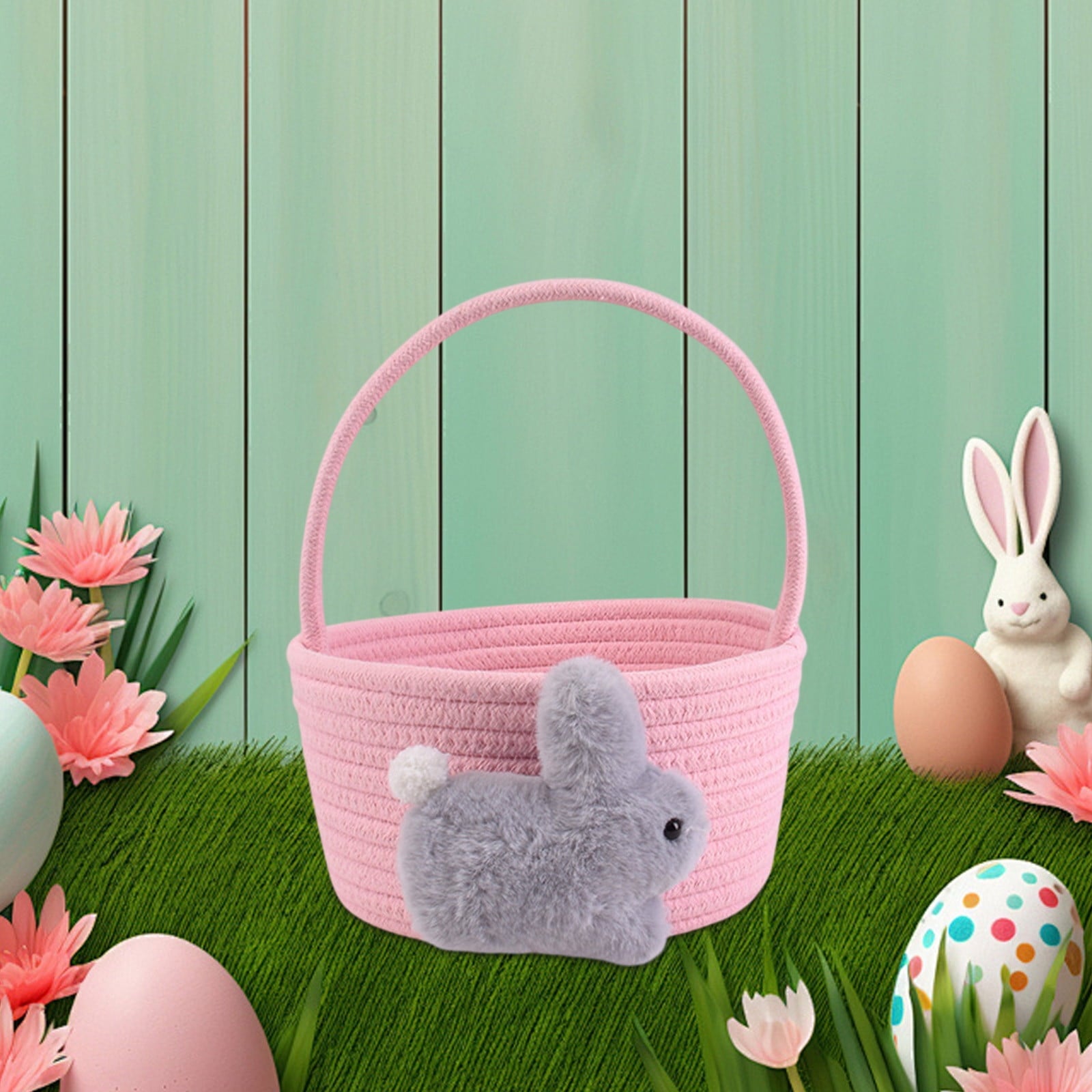 Chmadoxn Adorable Easter Bunny Basket for Kids - Perfect Easter Gift, Cute Easter Bucket Bags with Rabbit Ears for Easter Eggs Hunting, Affordable & Festive Spring Decor As Show G