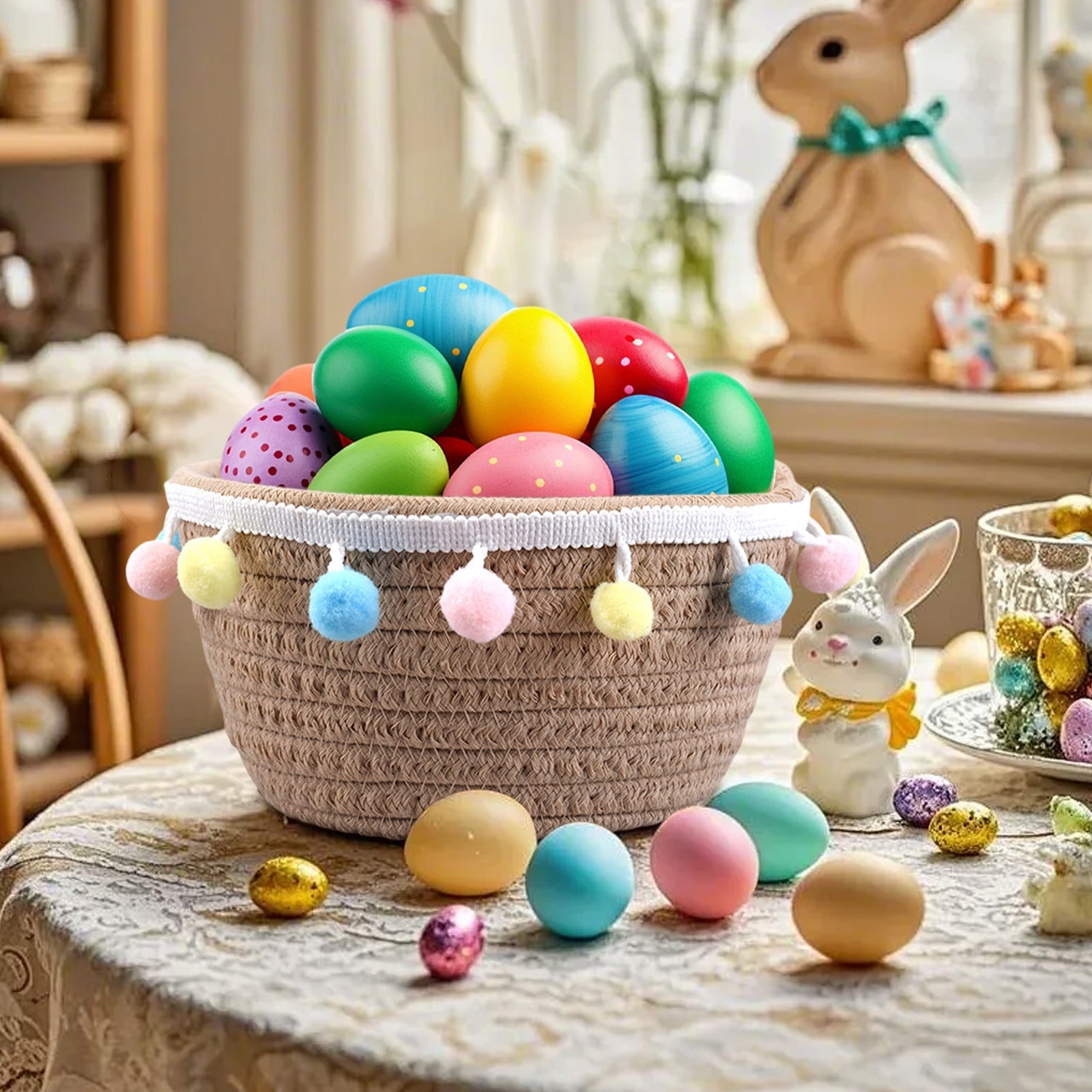 Chmadoxn Adorable Easter Bunny Basket for Kids - Perfect Easter Gift, Cute Easter Bucket Bags with Rabbit Ears for Easter Eggs Hunting, Affordable & Festive Spring Decor As Show I